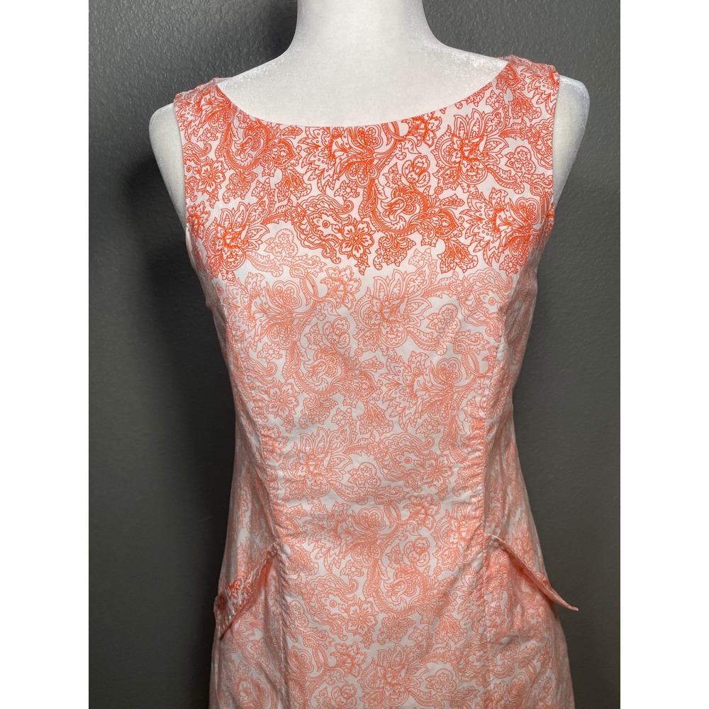 Pendleton Womens Orange White Paisley Floral Cotton Sheath Dress Pockets Size 6